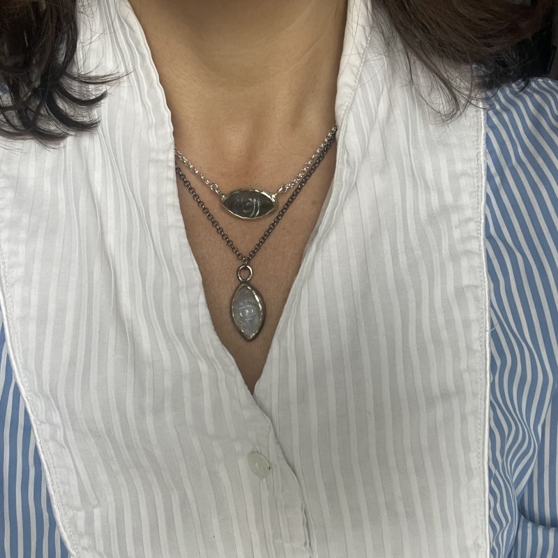 Necklace with rainbow moonstone - third eye