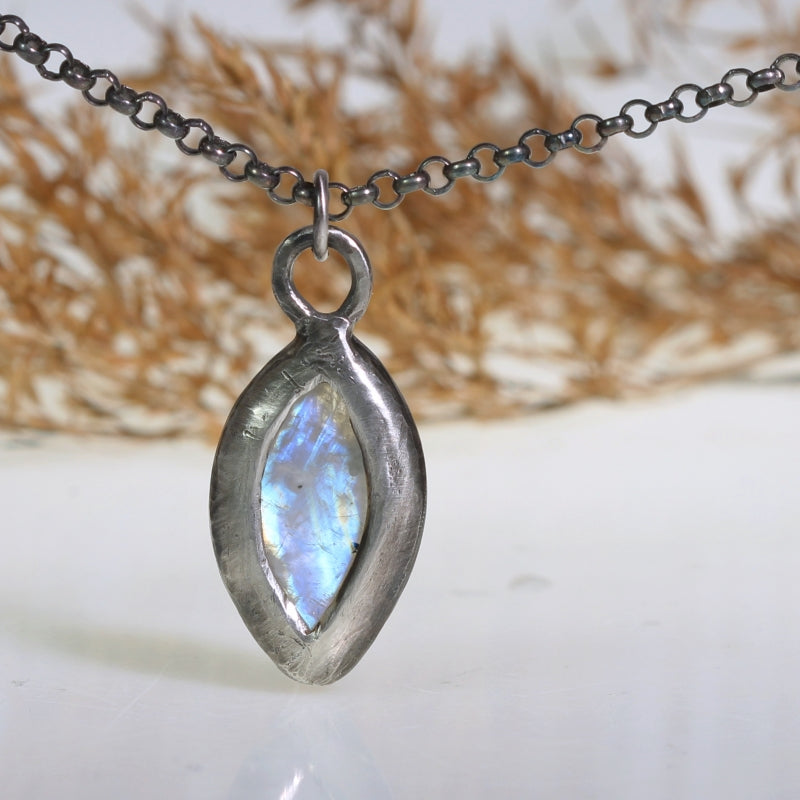 Necklace with rainbow moonstone - third eye