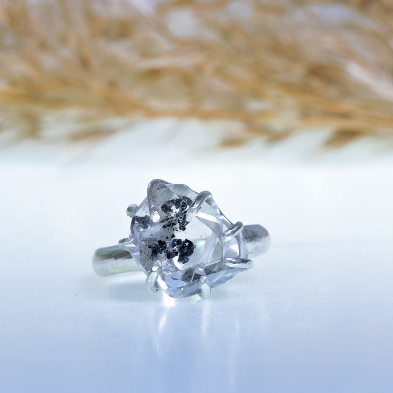 Ring with big Herkimer quartz