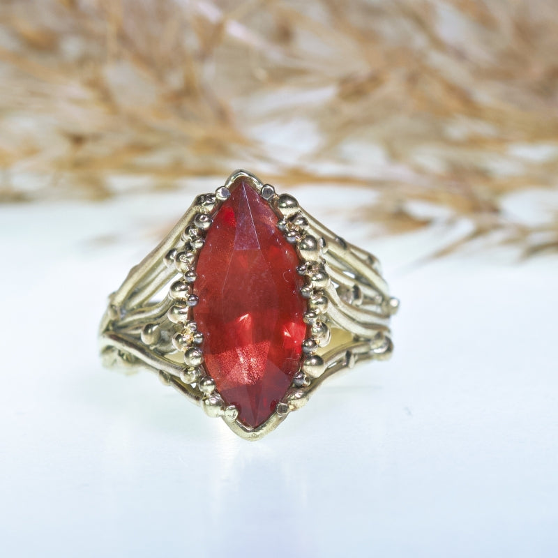 Gold ring with orange Oregon sunstone