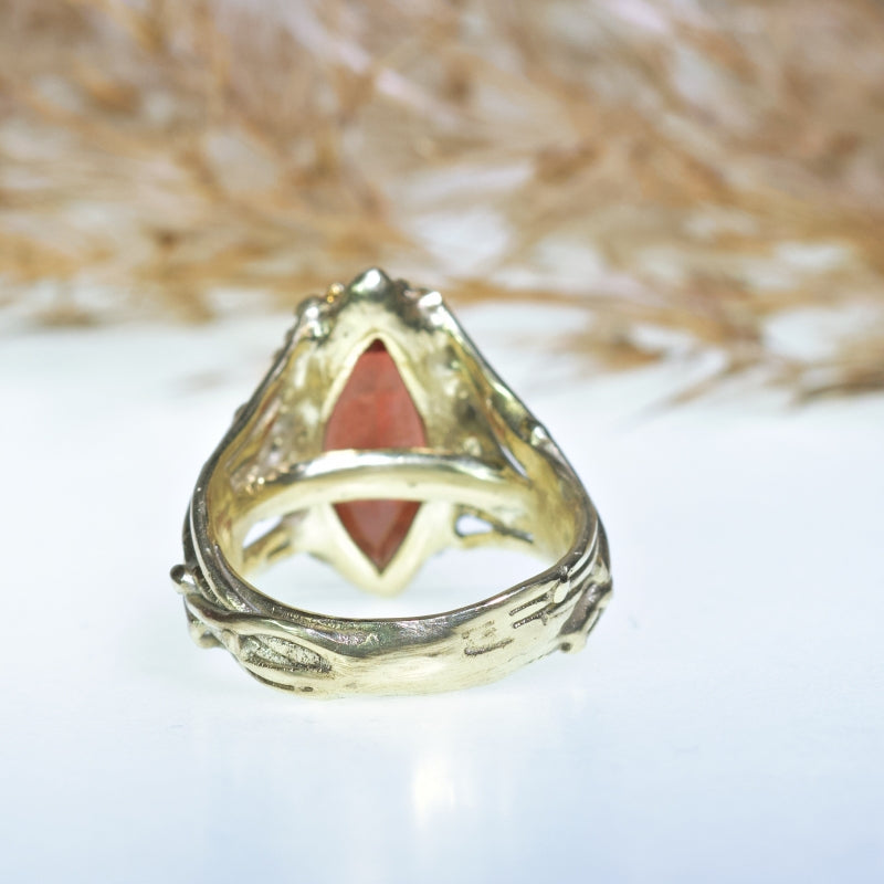 Gold ring with orange Oregon sunstone
