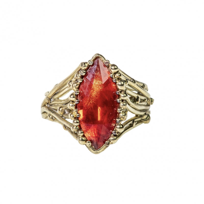 Gold ring with orange Oregon sunstone