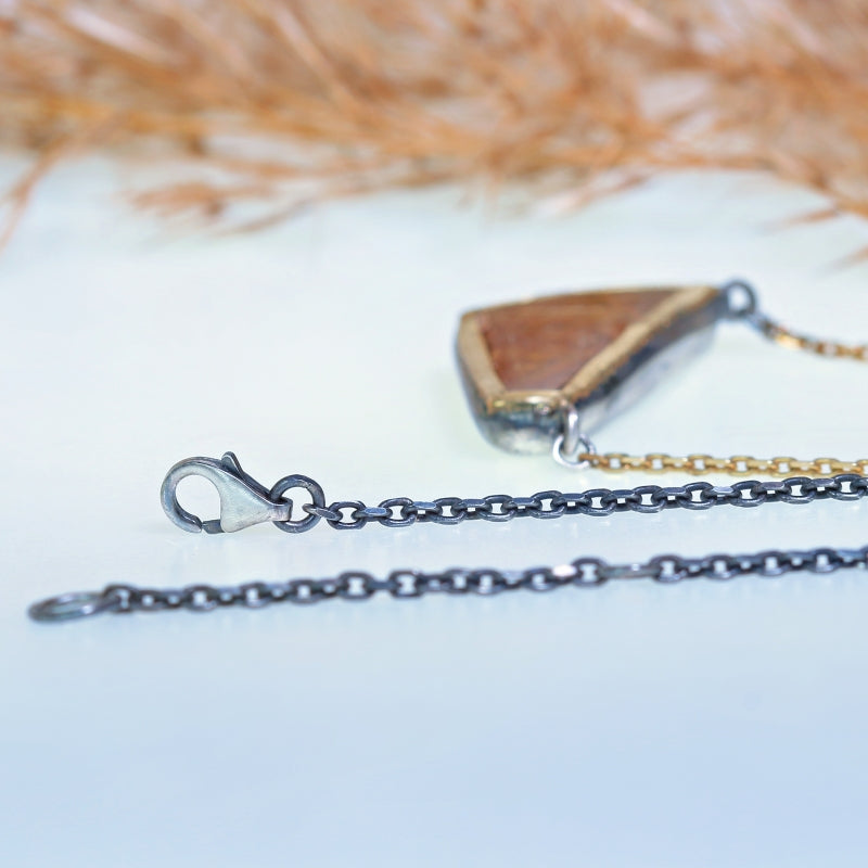 Necklace with geo shape sagenite