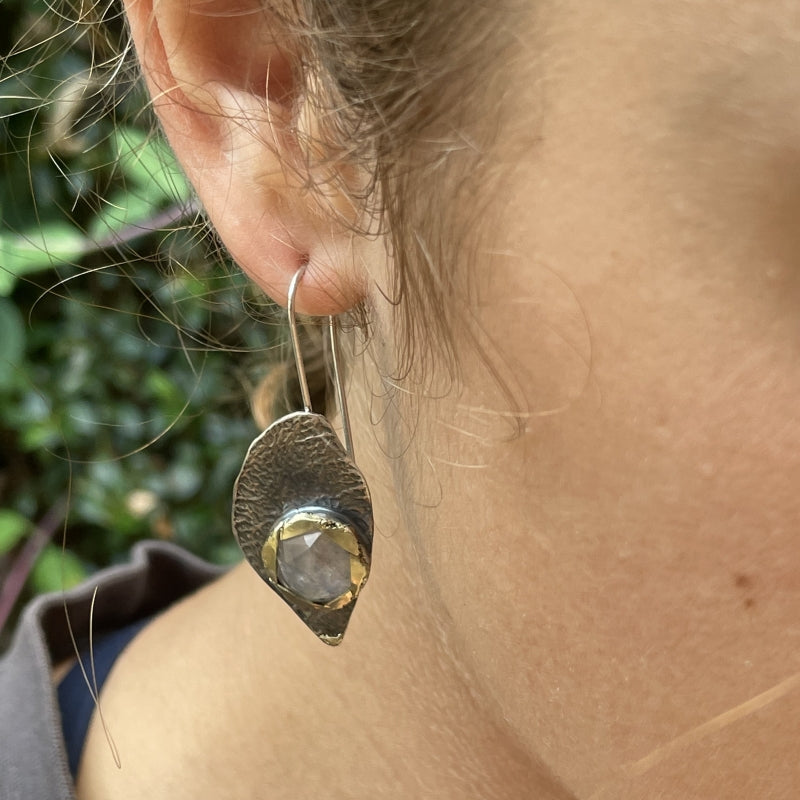 Earrings Drop with rainbow moonstone