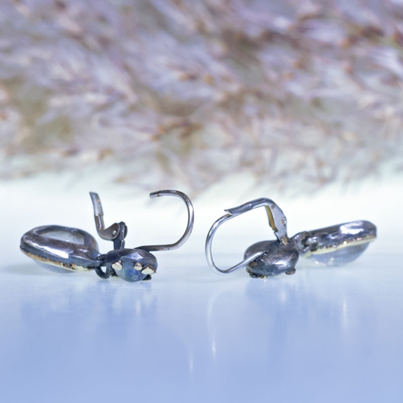 Earrings with rainbow moostone