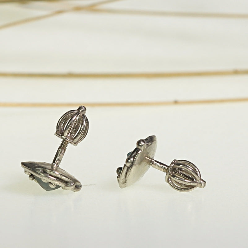 White gold stud earrings with Ethiopian opals