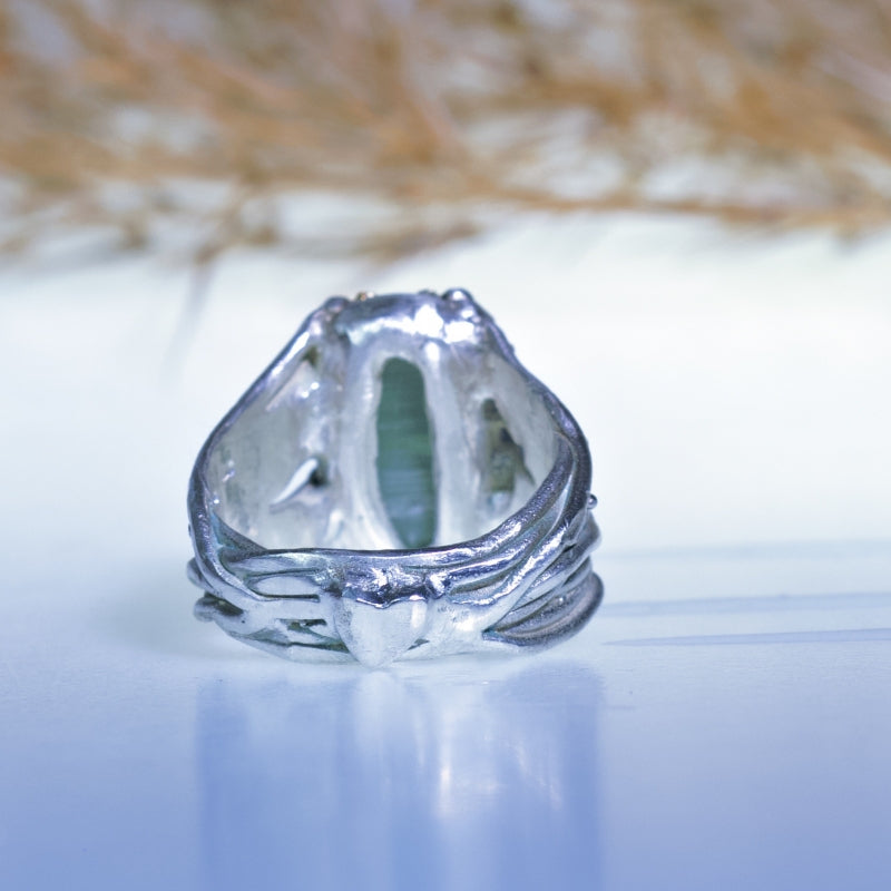Galaxy ring with cat's eye tourmaline