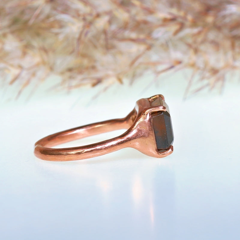 Rose gold ring with big bi-color tourmaline