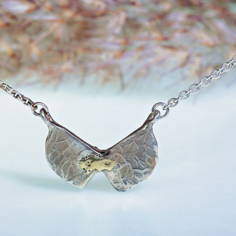 Necklace Butterfly with bi-color Ethiopian opal