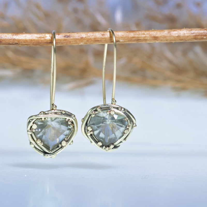 Gold earrings with Libyan desert glass