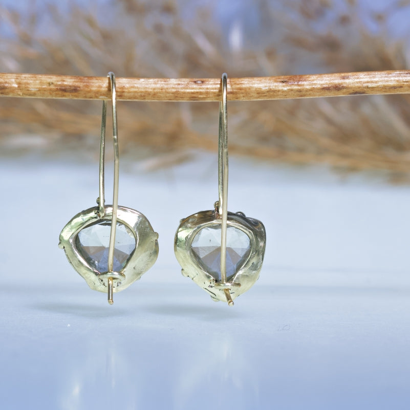 Gold earrings with Libyan desert glass