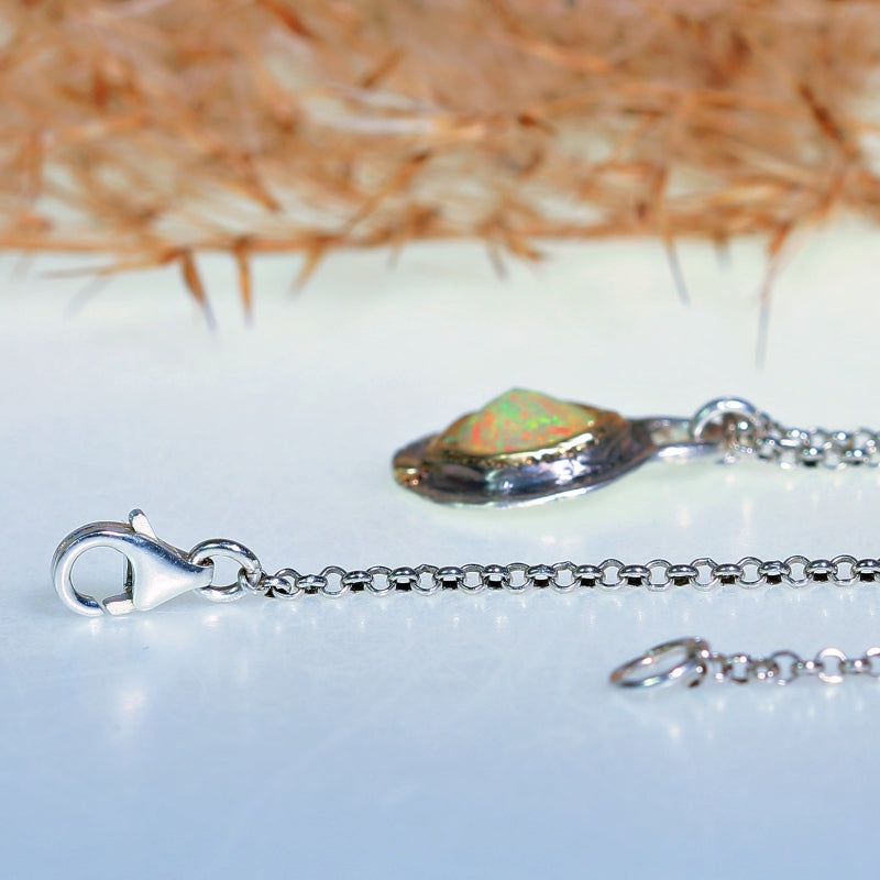 Necklace with hexagonal ethiopian opal