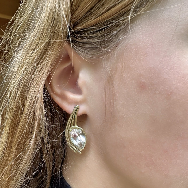 Gold stud earrings with danburite