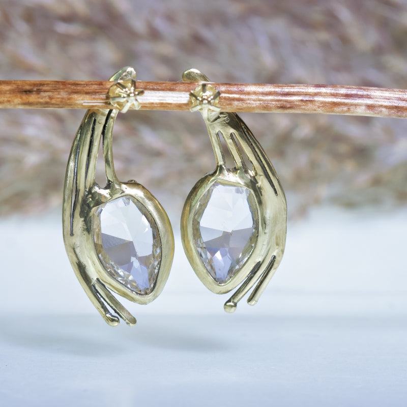 Gold stud earrings with danburite