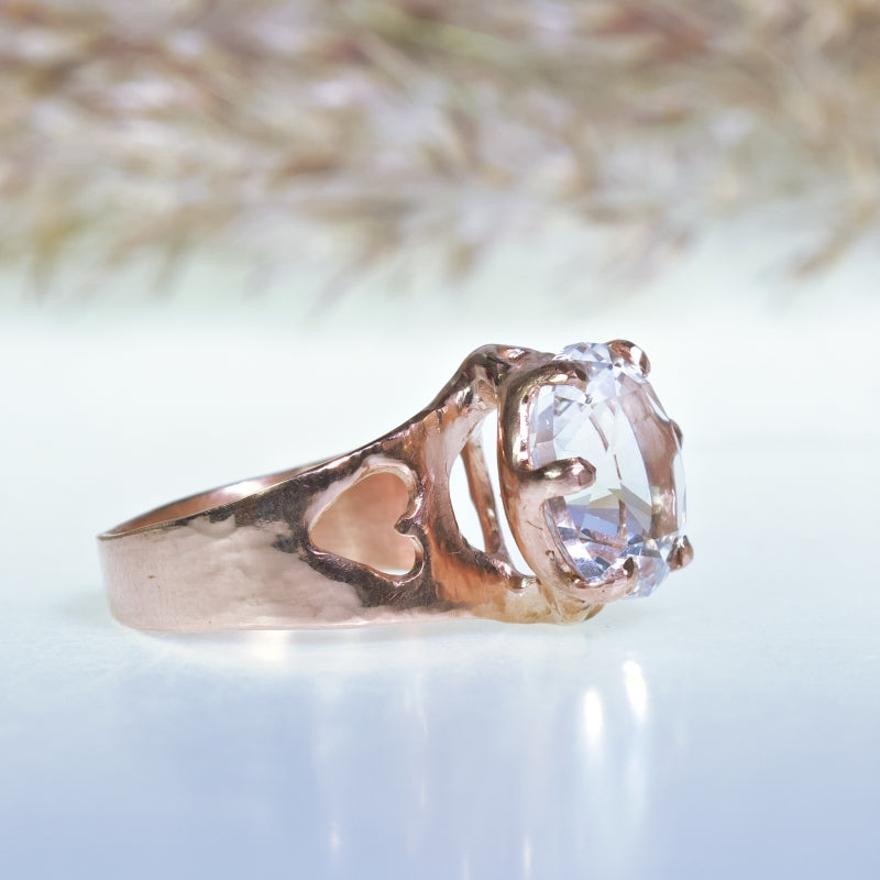 Rose gold ring with crystal quartz from Vysočina