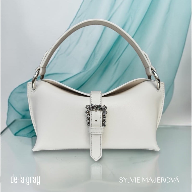 Bag Scarlet / off White se stříbrnou sponou s drahokamy