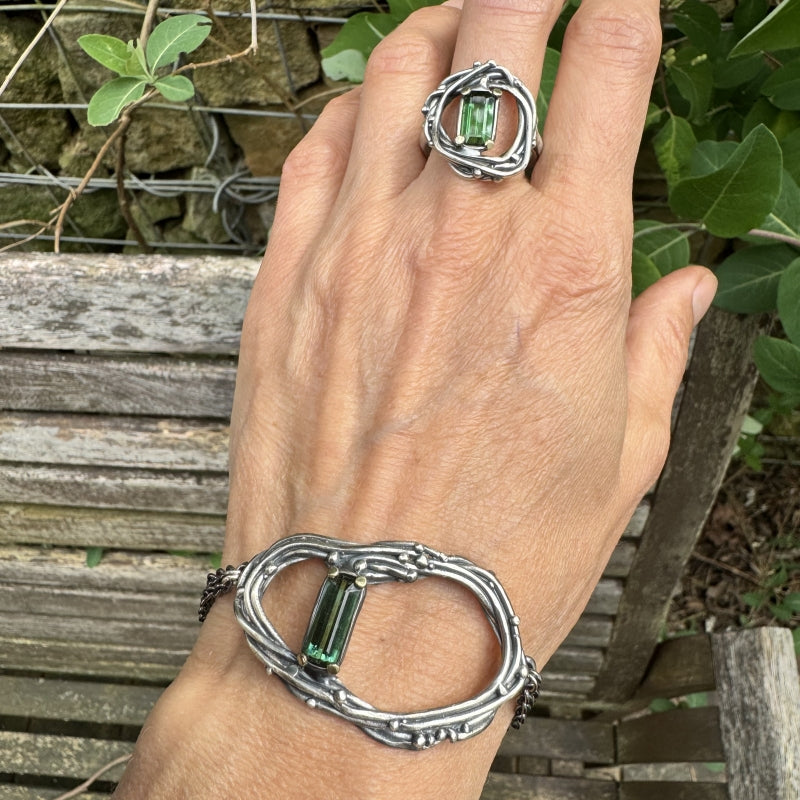 Bracelet Galaxy with green tourmaline