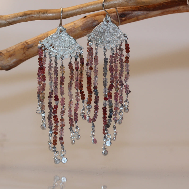 Long hanging earrings Lace with Tundra sapphires