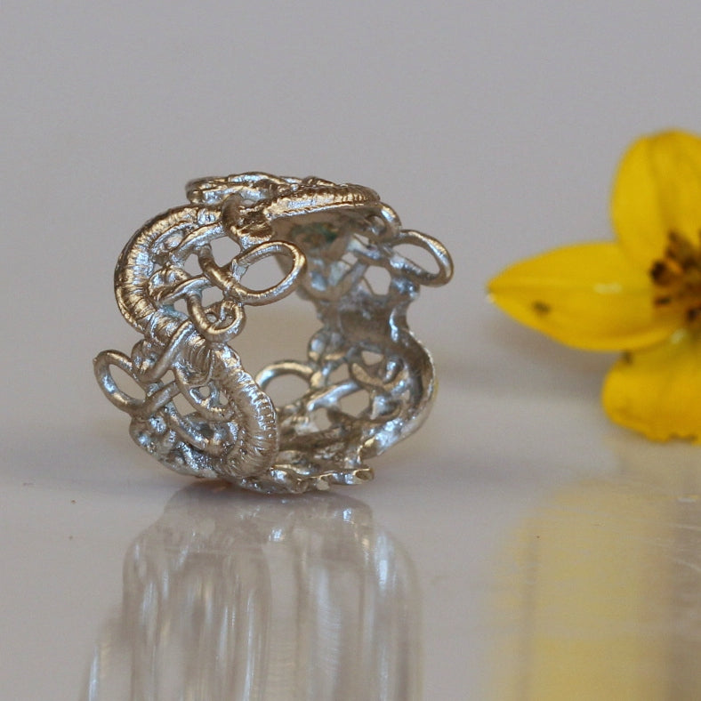 Silver Lace wide ring II