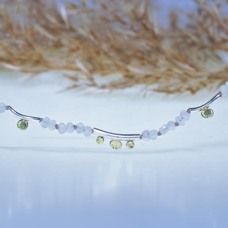 Necklace Spirit with moonstones and gold dots
