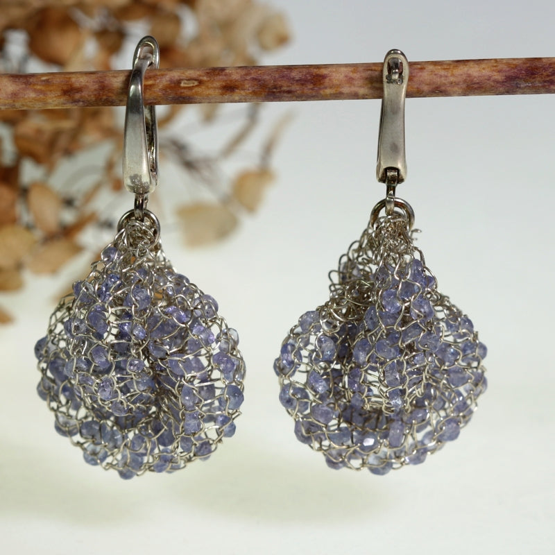 Two circle Energy earrings with tanzanites