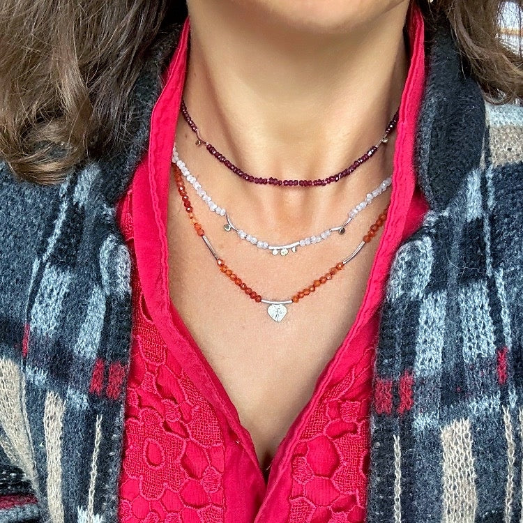 Necklace Spirit with moonstones and gold dots
