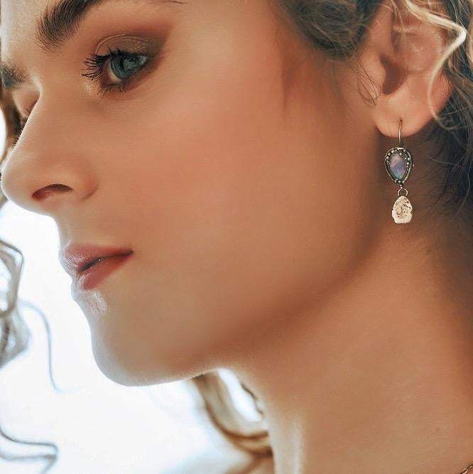 White gold earrings with Australian opals