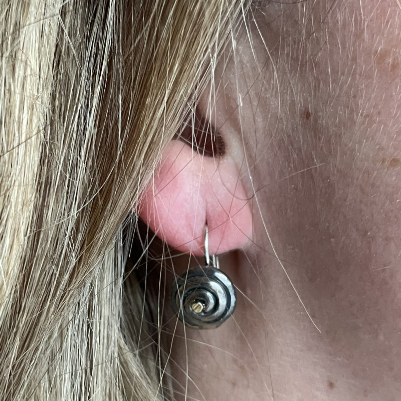 Hanging earrings spirals with gold dot