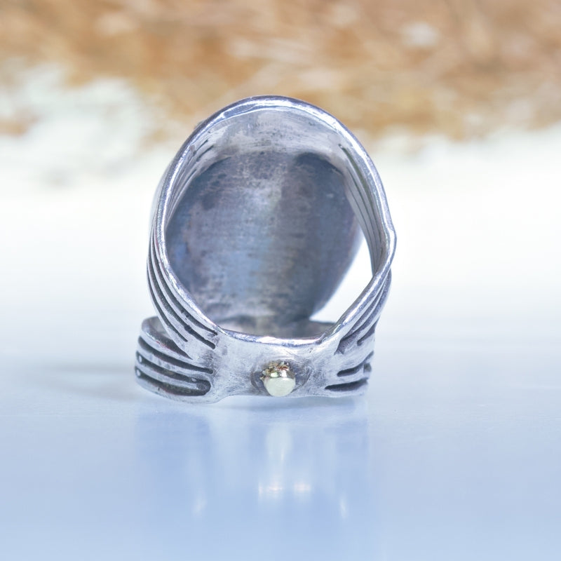 Ring with big dendritic agate