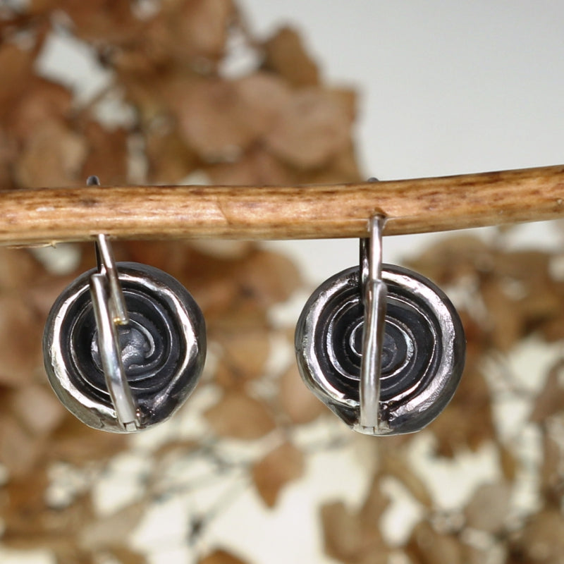 Hanging earrings spirals with gold dot