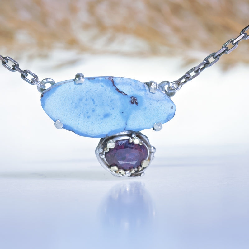 Necklace with turquoise and Winza sapphire