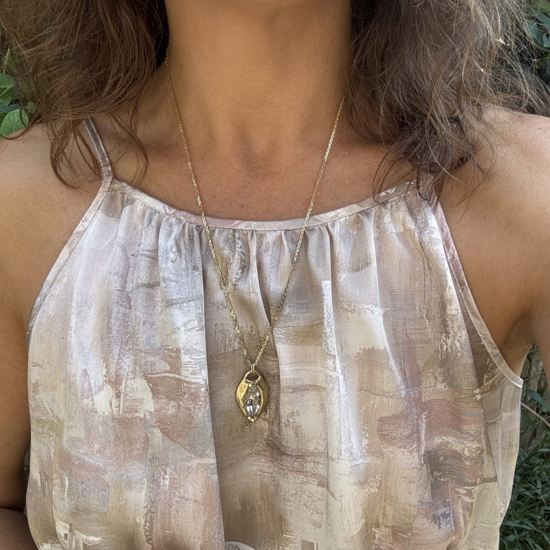 Gold Heart necklace with danburite