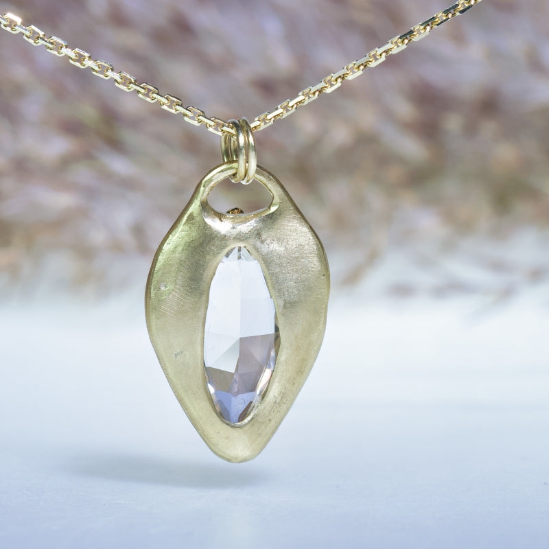 Gold Heart necklace with danburite