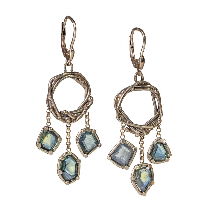 White gold earrings with sapphires