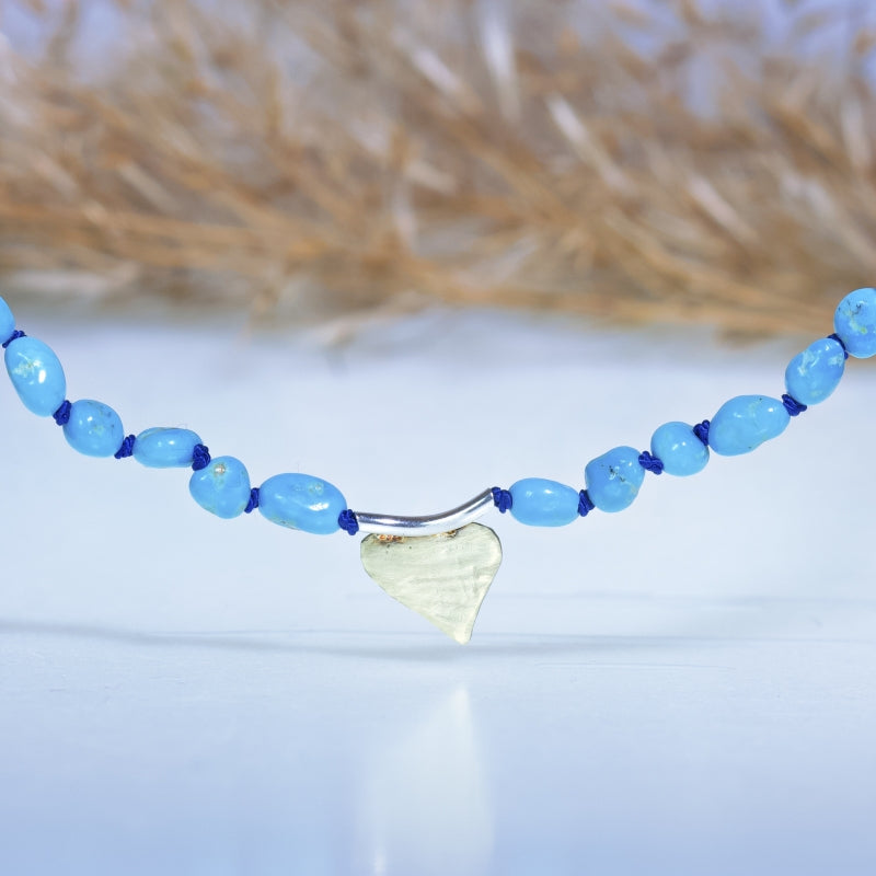 Necklace Spirit with turquoise and yellow heart