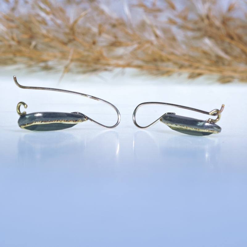 Hanging earrings with green long drop tourmalines