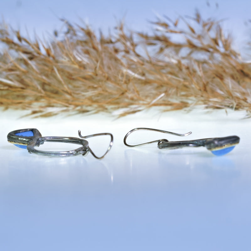 Hanging circle earrings with ceruleite
