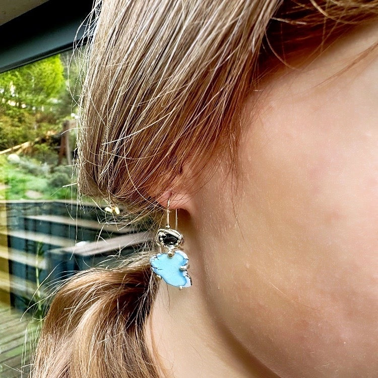 Earrings with turquiose and sapphire
