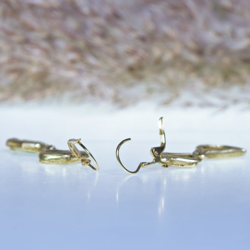Gold earrings with Kenya sapphires