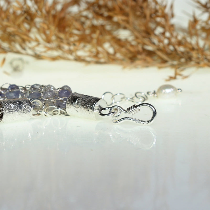 Energy necklace with tanzanites