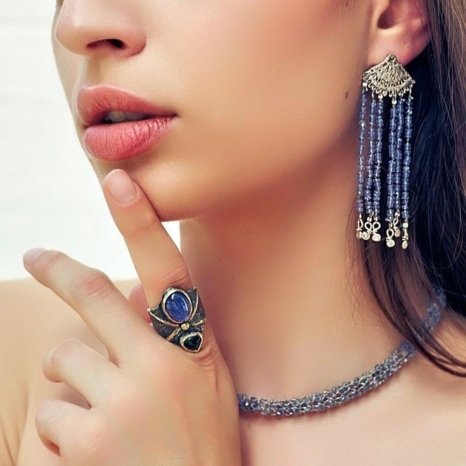 Energy necklace with tanzanites