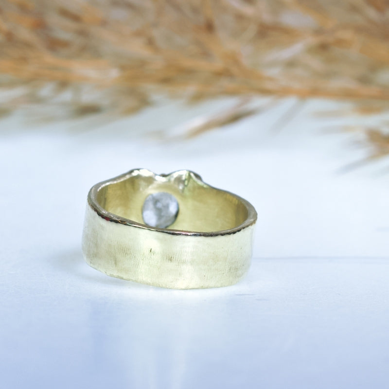 Gold ring Heart with Trapiche diamond